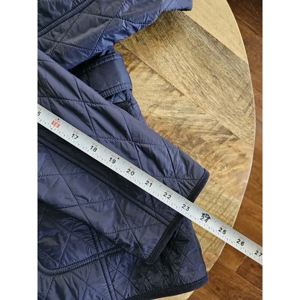 TALBOTS Navy Quilted Mid Length Barn Jacket Size L Equestrian Preppy - Picture 12 of 13